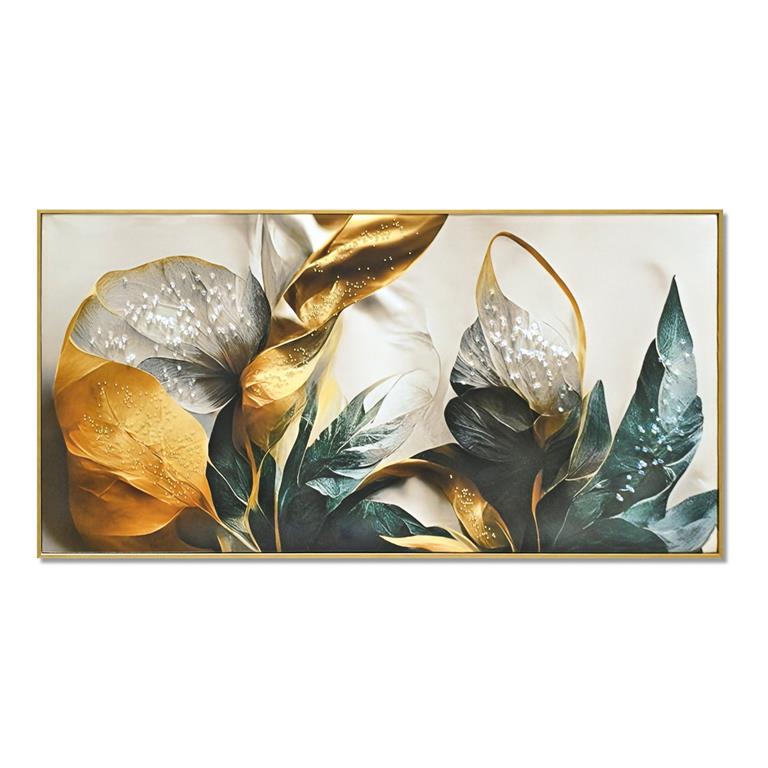 QUADRO ABSTRATO DOURADO/VERDE 62X122CM