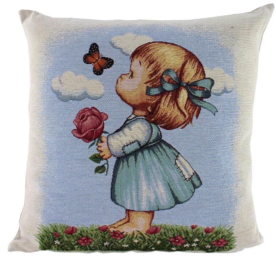 ALMOFADA MENINA/FLOR 45X45CM