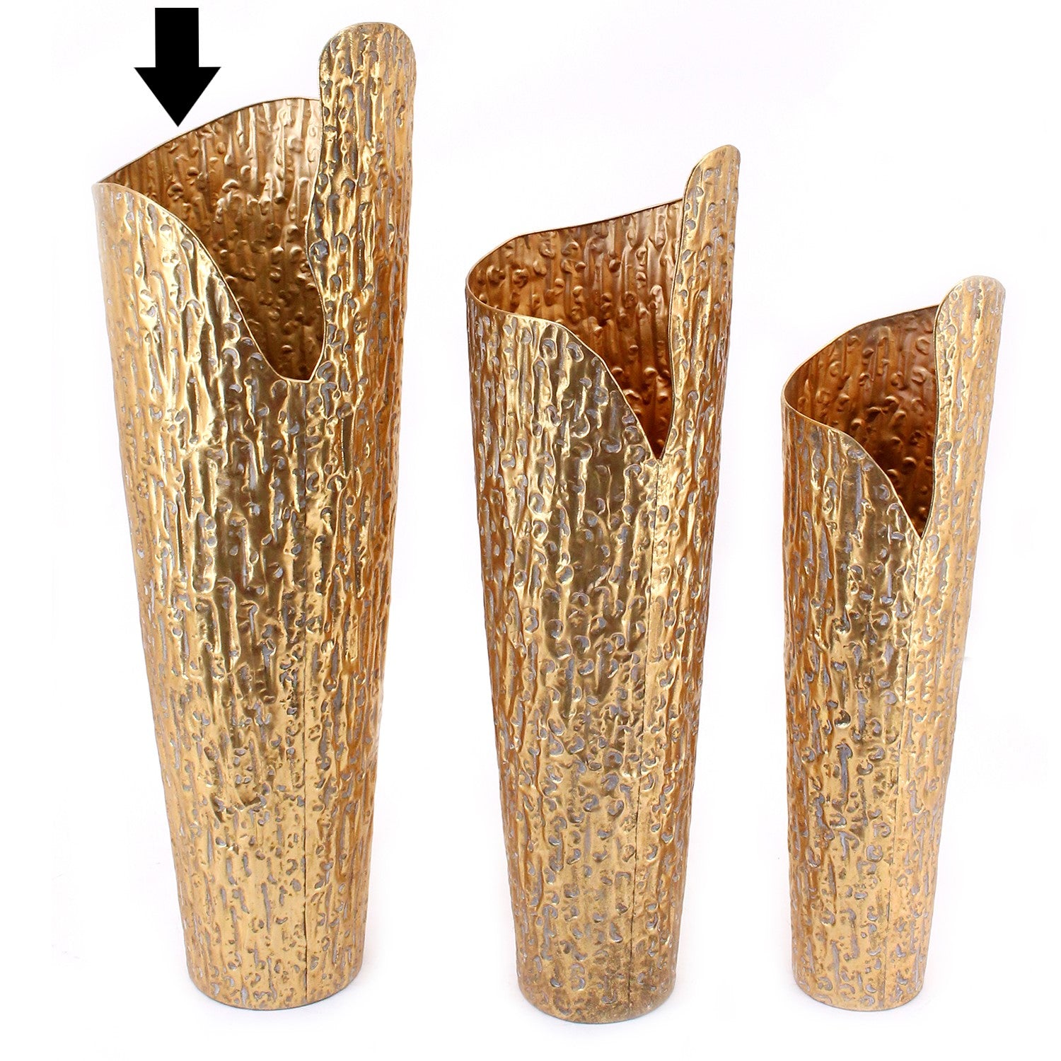 FLOREIRA METAL DOURADA 90X28CM