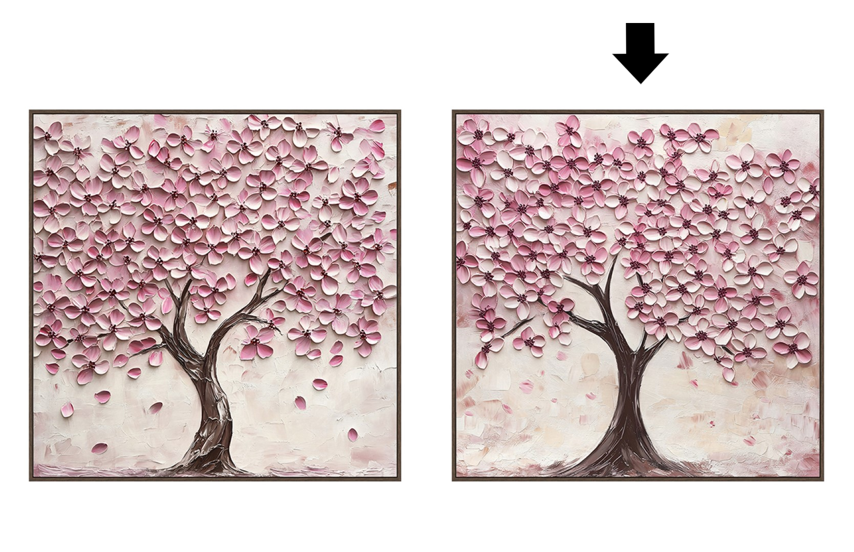 QUADRO ÁRVORE ROSA 100X100CM