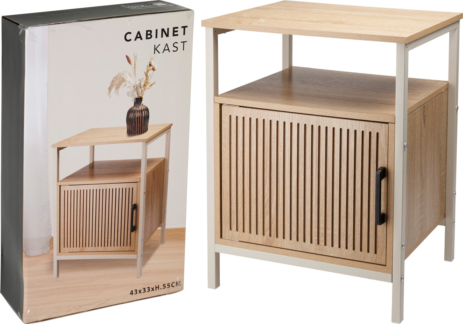 MESA CABECEIRA MADEIRA/BEGE 43X33X55Cm