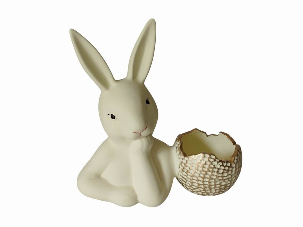 COELHO AMARELO C/ VASO 30X29Cm