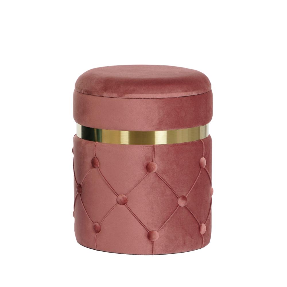 PUF CON ALMACENAJE ROSA/ORO