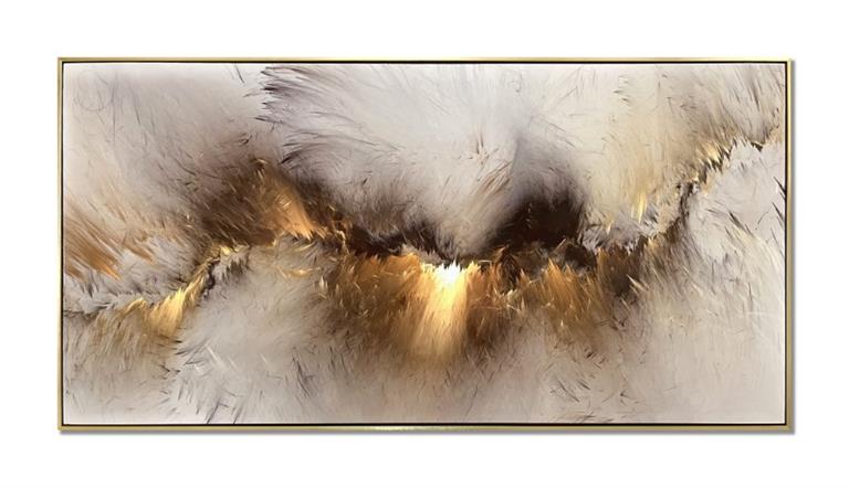 QUADRO ABSTRATO DOURADO 62X122CM