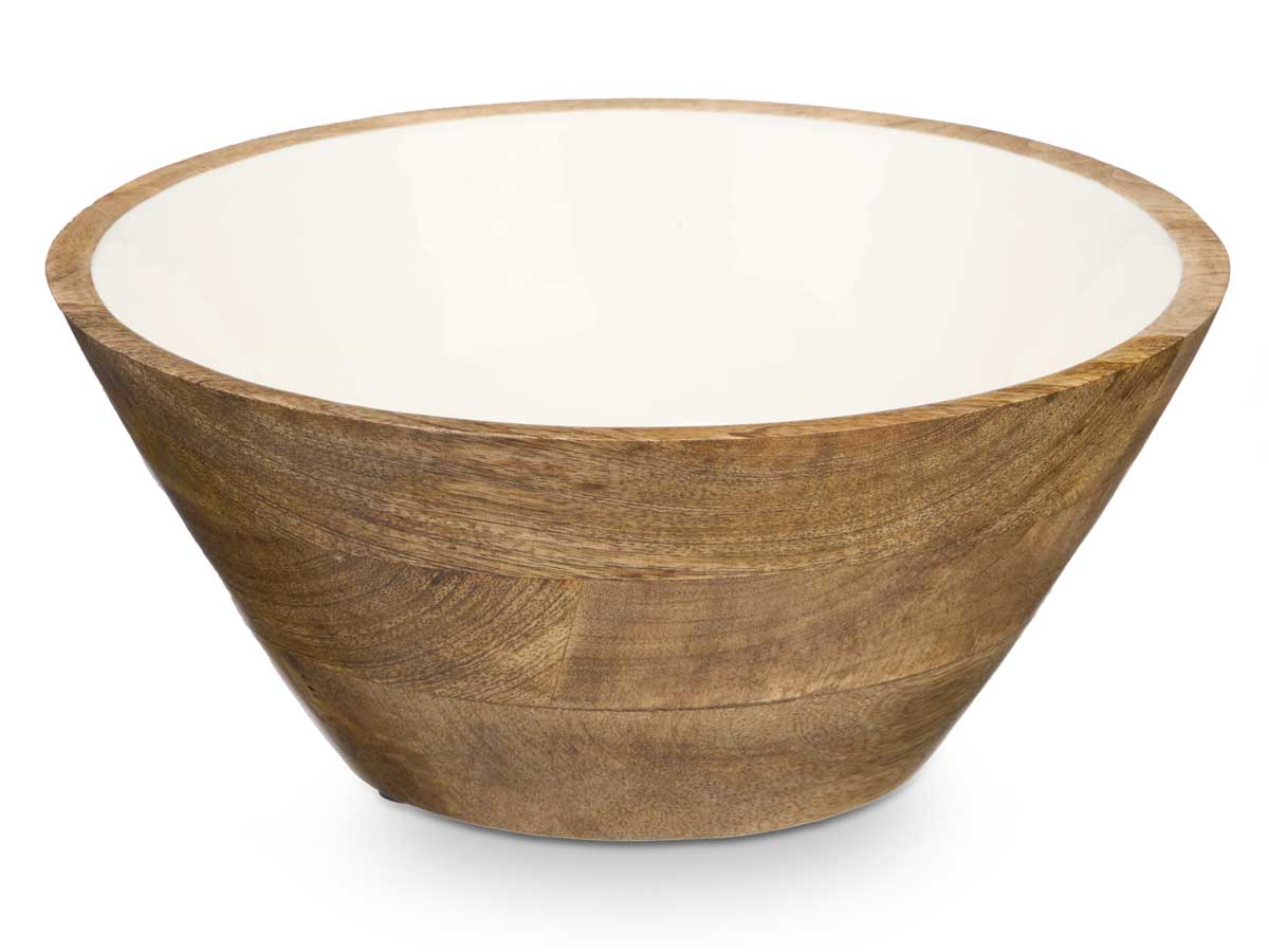 TAÇA MADEIRA/BRANCO 25X25X10CM