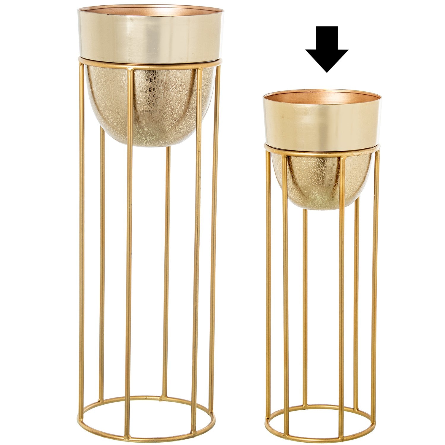 CAJA DE FLORES DORADA 22X22X62CM