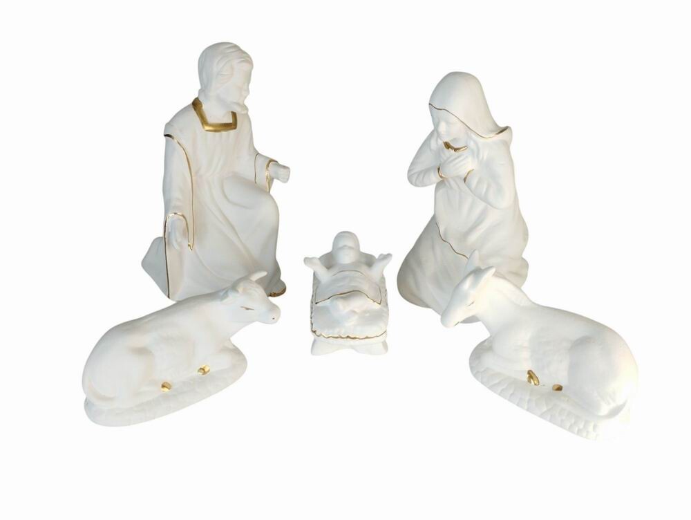 BELÉN 5 PIEZAS BLANCO/DORADO 20Cm