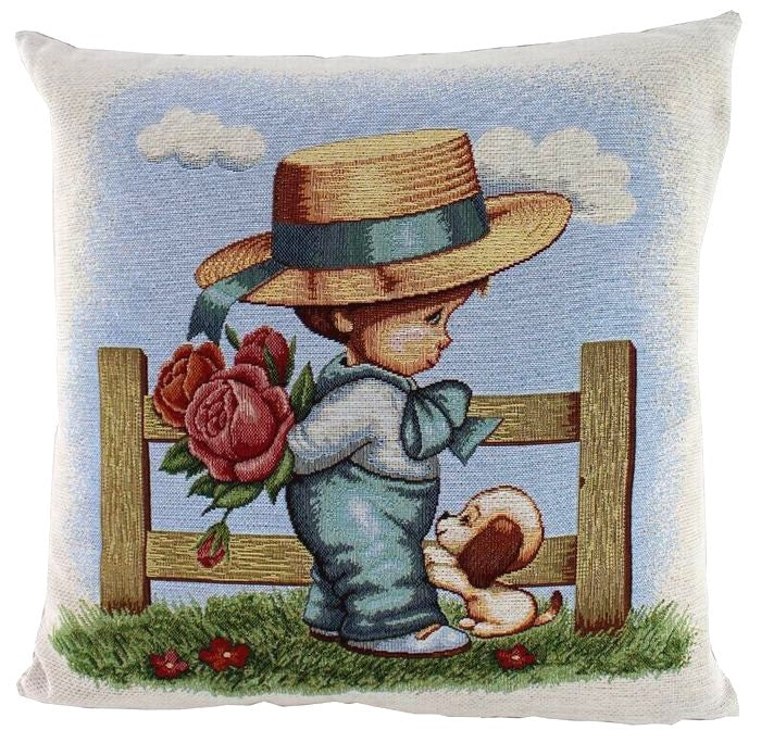 ALMOFADA MENINO/CÃO 45X45CM