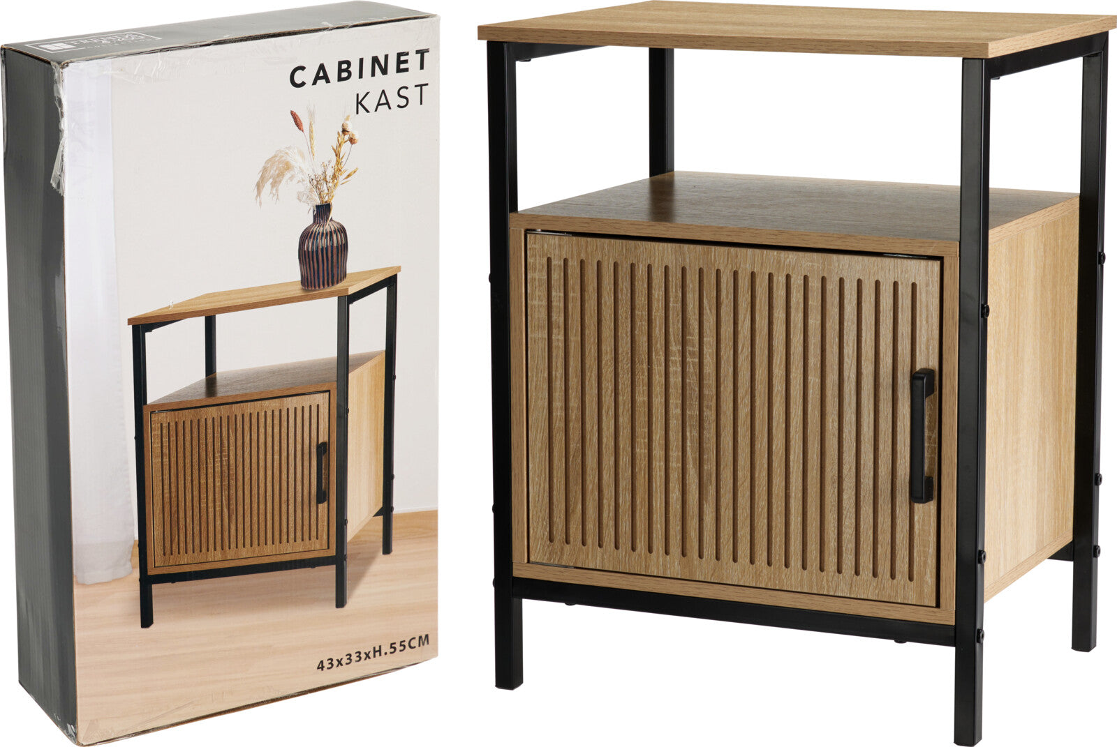 MESA CABECEIRA MADEIRA/PRETO 43X33X55Cm