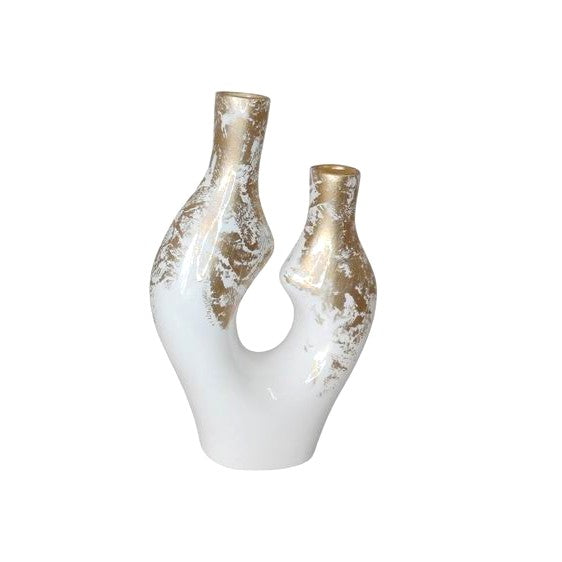 JARRA BRANCA/DOURADA 24X10X41CM