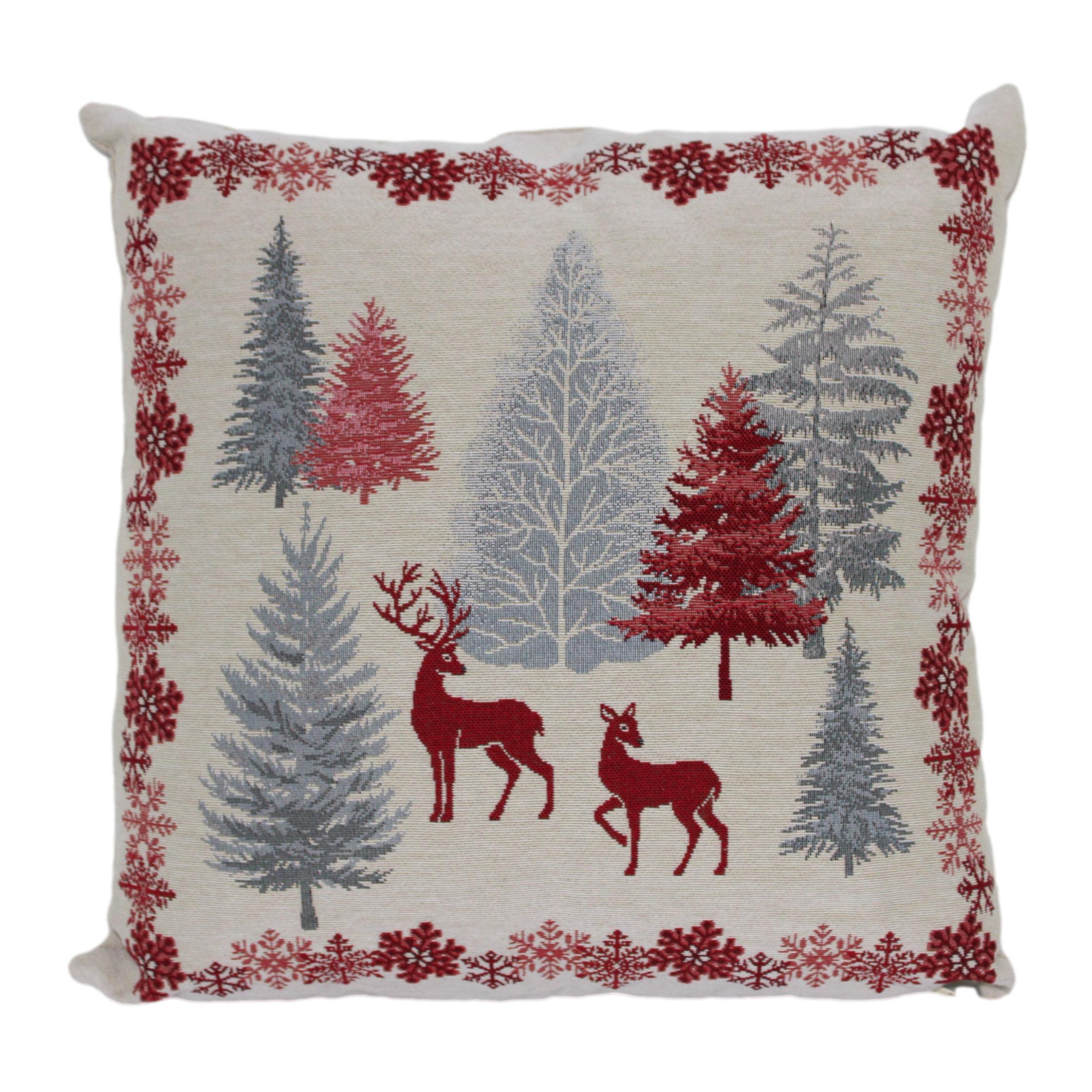 ALMOFADA NATAL VERMELHA/CINZA 45X45CM