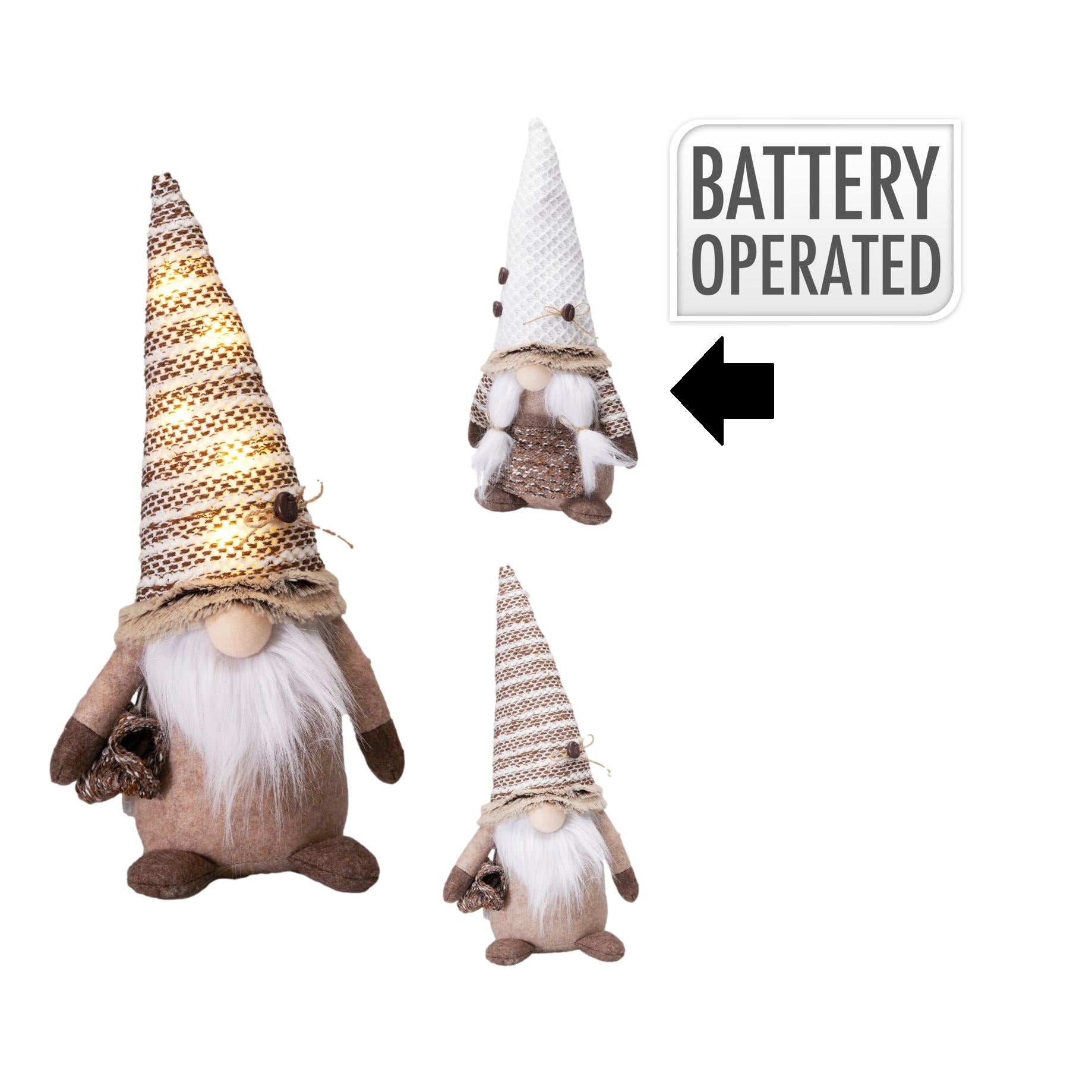 GNOMO MENINA BEGE C/LED 36Cm