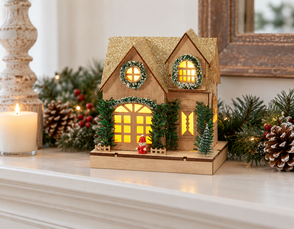 CASA MADEIRA C/ LED 19Cm