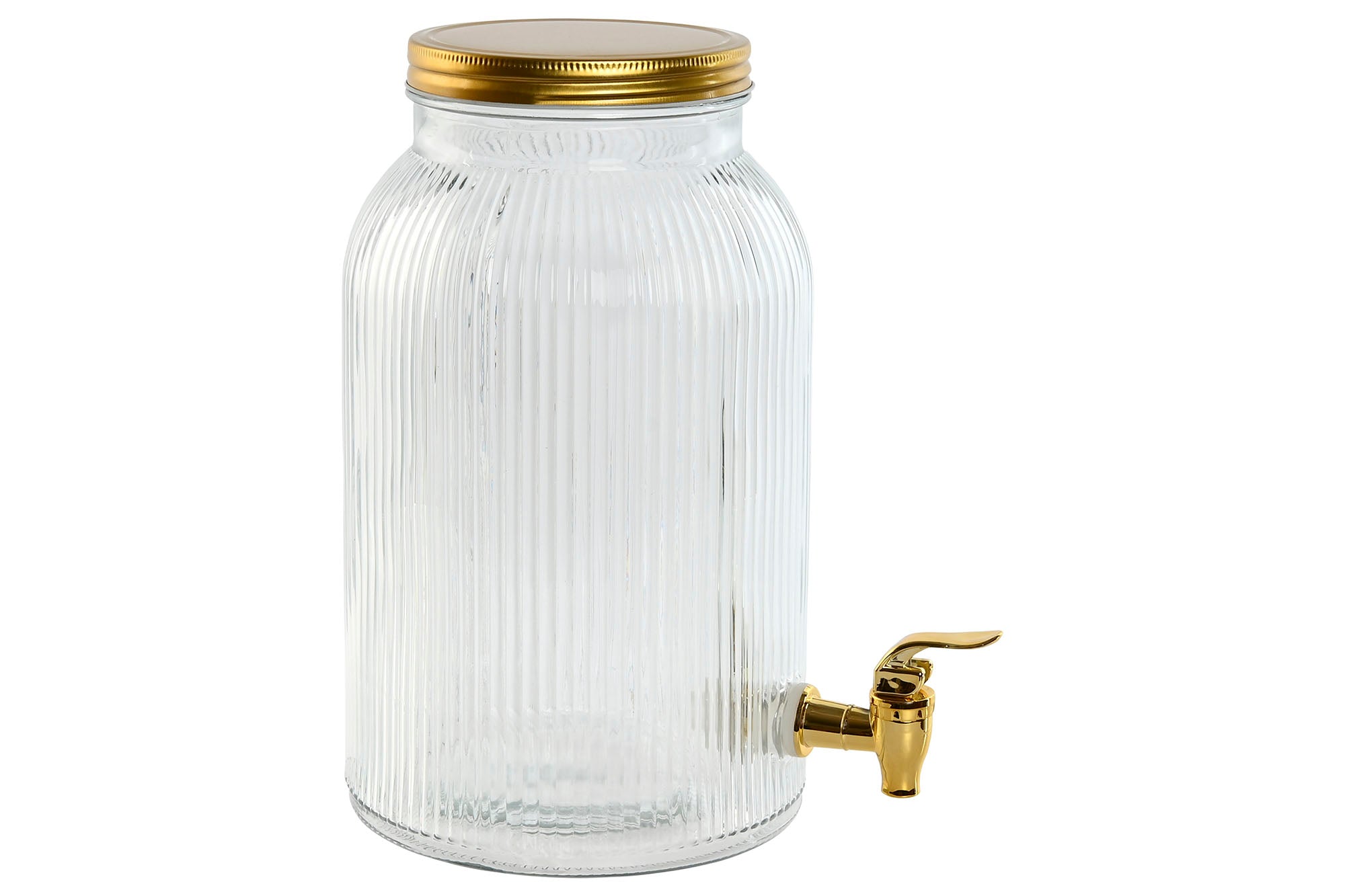 DISPENSADOR BEBIDA VIDRO/DOURADO 18X18X30CM 5,5L