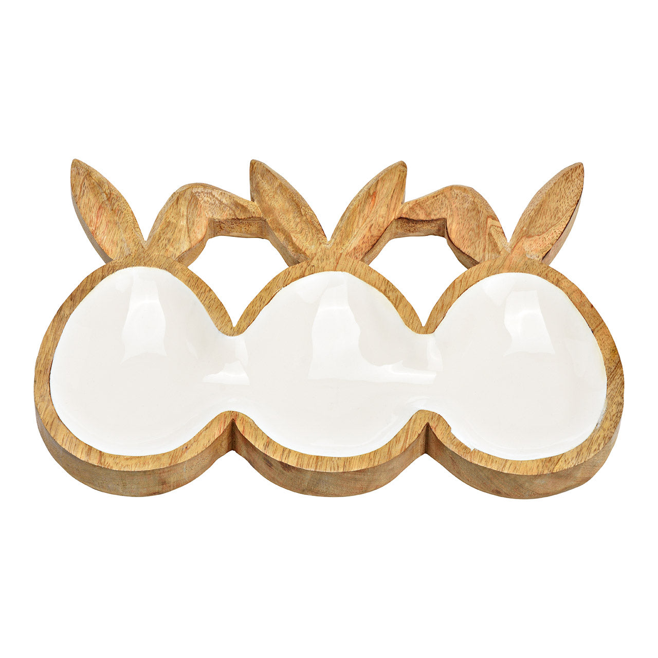 PRATO COELHOS BRANCO/MADEIRA 6X24CM