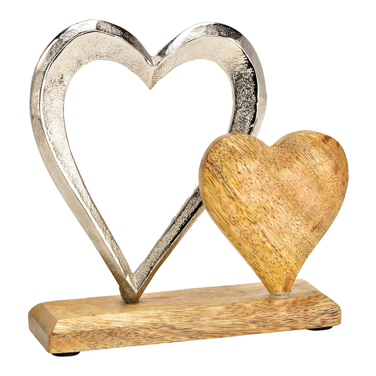 CORAÇÕES MADEIRA/PRATA 15X5X17CM