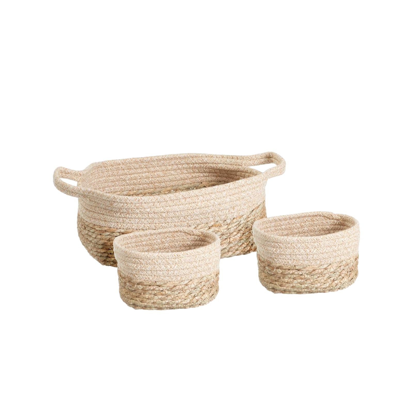 CONJ. 3 CESTOS BEGES 30X22X11CM / 2x 20X14X9CM