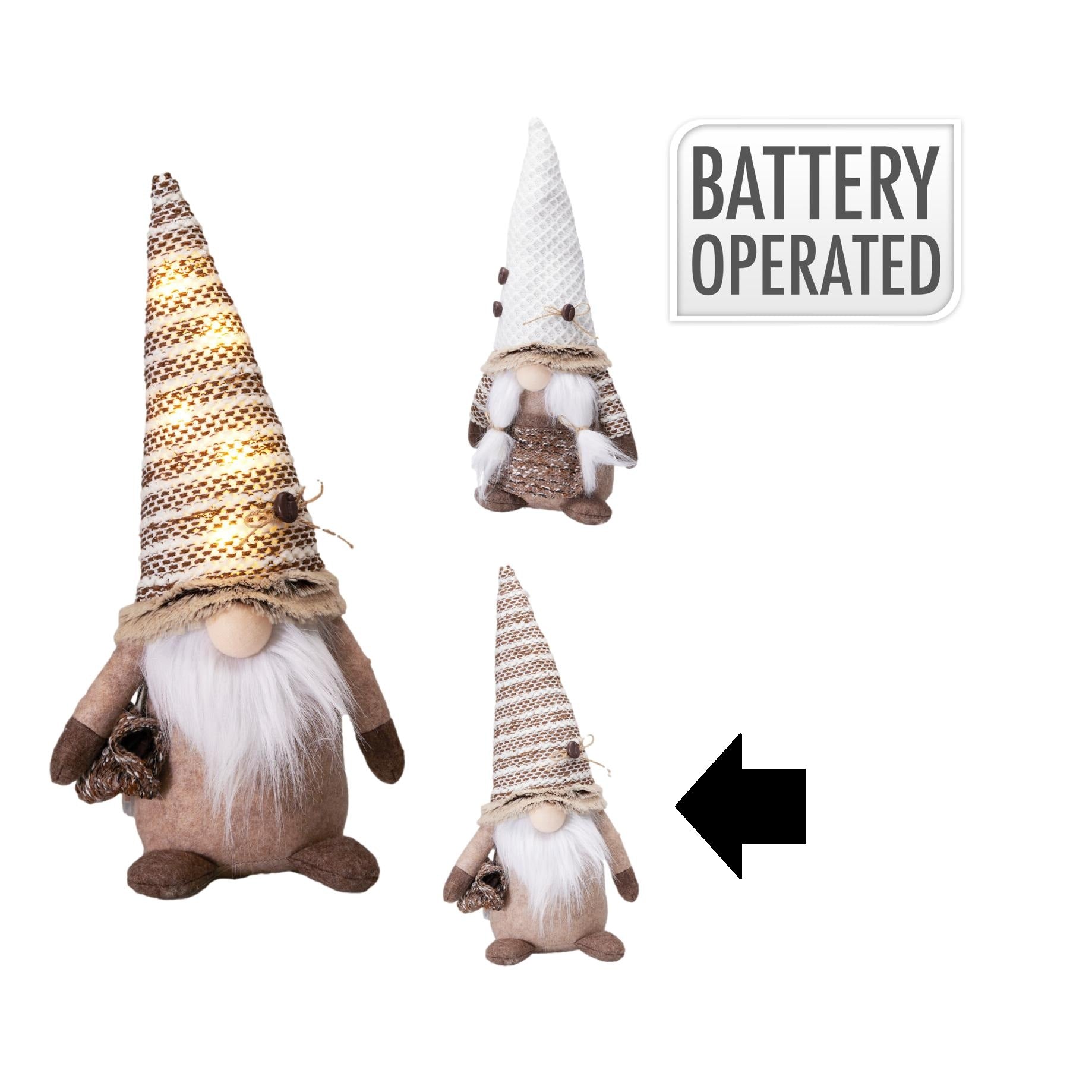 GNOMO MENINO BEGE C/LED 36Cm