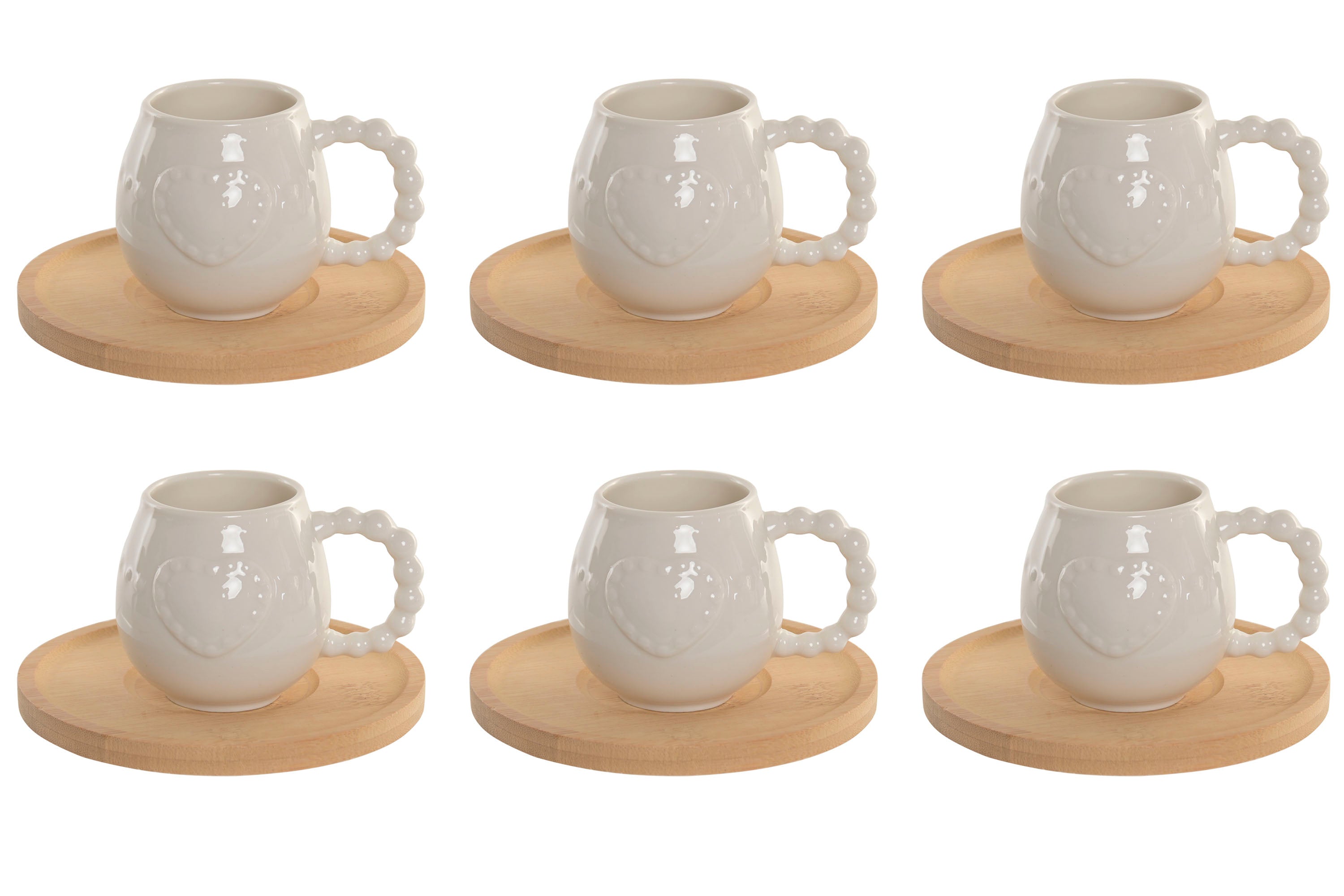 CONJ. 6 CHÁVENAS PORCELANA/BAMBU 150ml