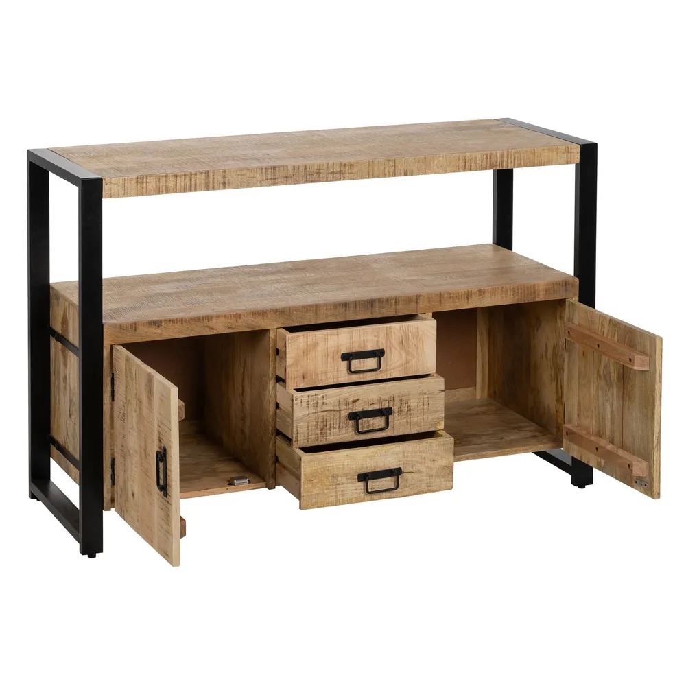 APARADOR MADEIRA/PRETO 125X45X90CM