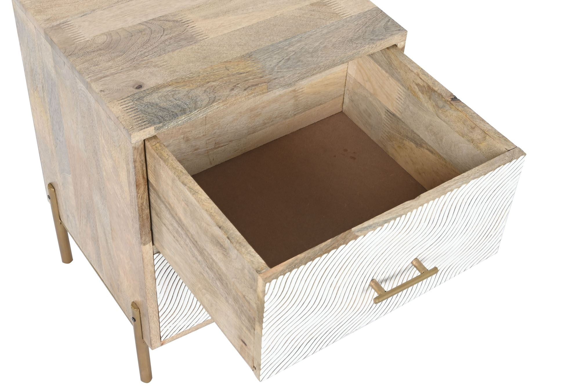 MESA CABECEIRA MADEIRA/BRANCA 40X36X50CM