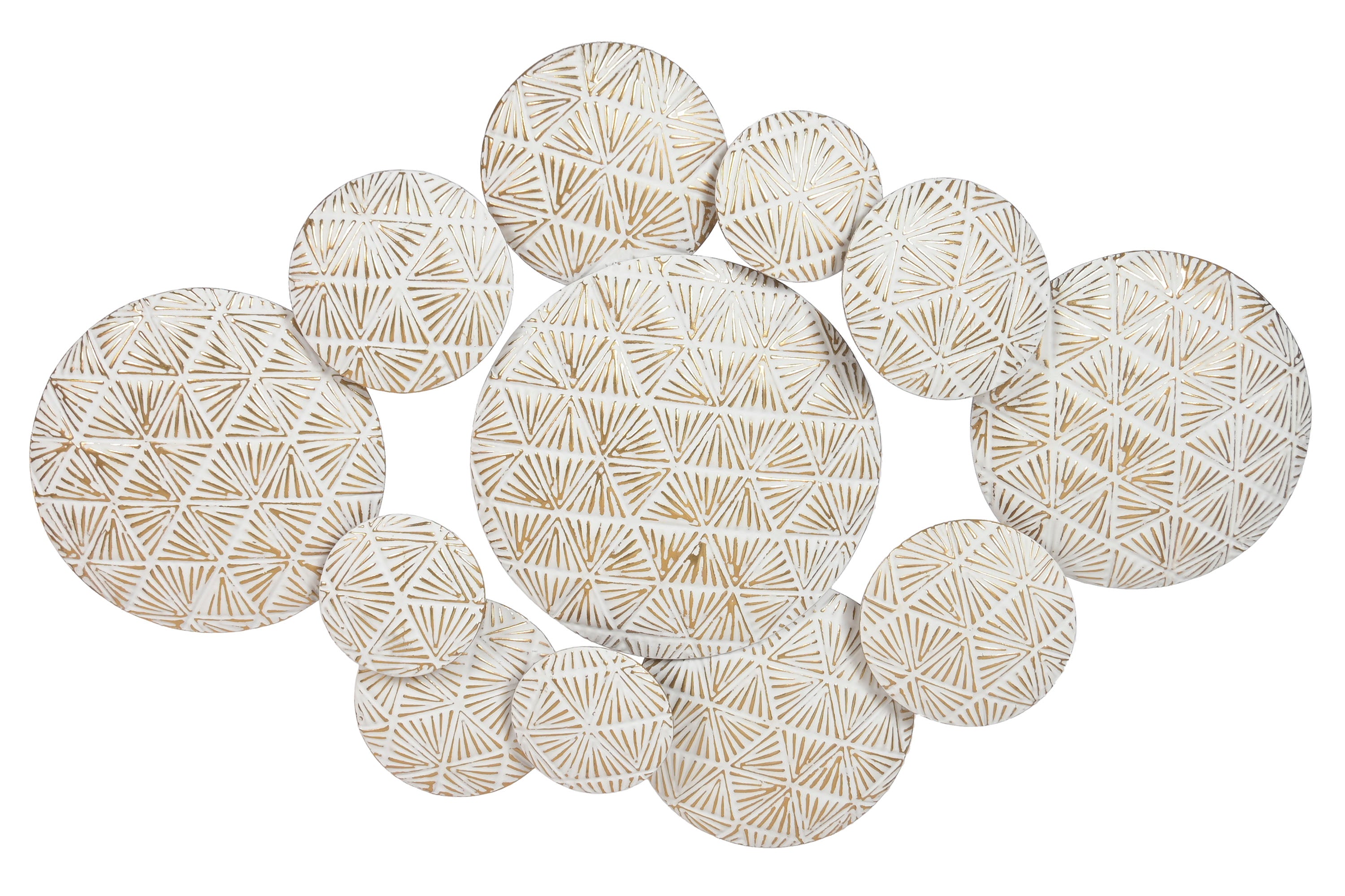 PEÇA METAL BRANCA/DOURADA 102X74Cm