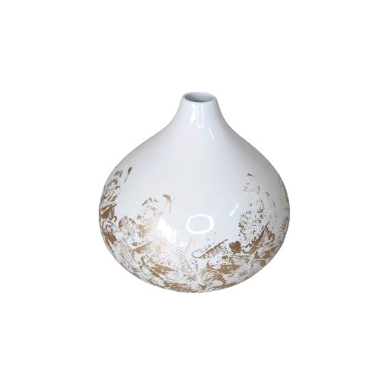 JARRA GOTA BRANCA/DOURADA 21X21CM