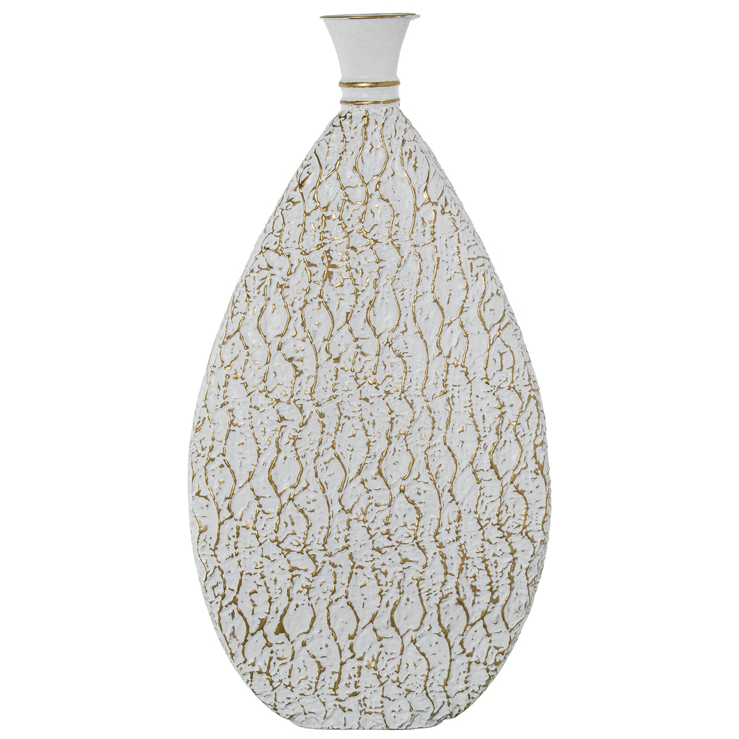 JARRA METAL BRANCA/DOURADA 50X15X95CM