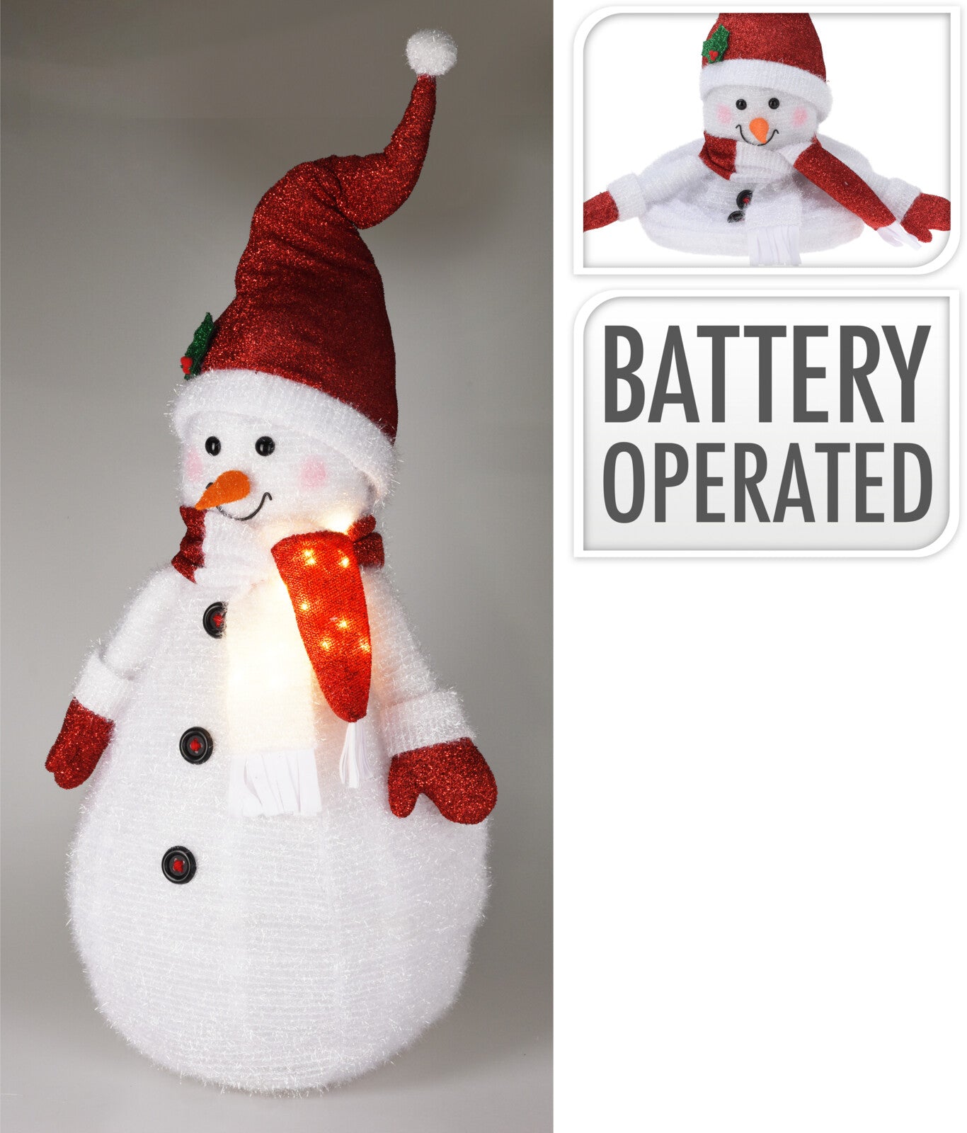 BONECO DE NEVE C/ 10 LEDS 120Cm