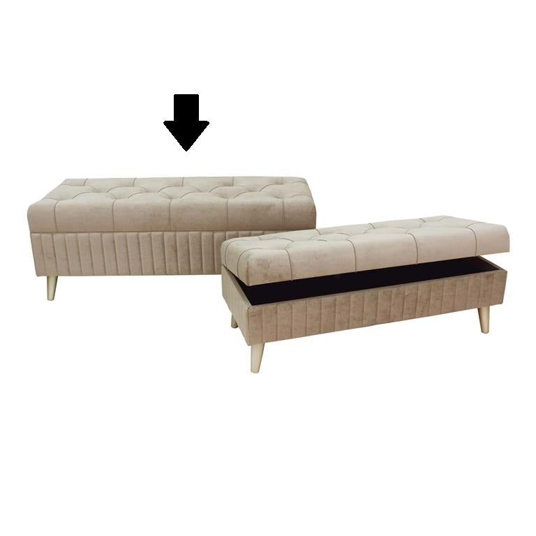BANQUETA TAUPE C/ ARRUMAÇÃO 121X49X45Cm