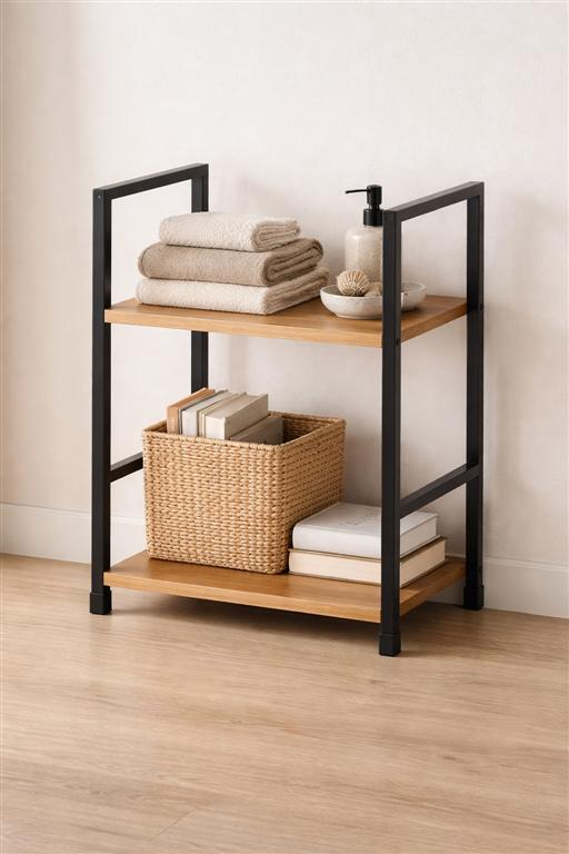 ESTANTE MADEIRA/PRETO  29X23,5X48Cm
