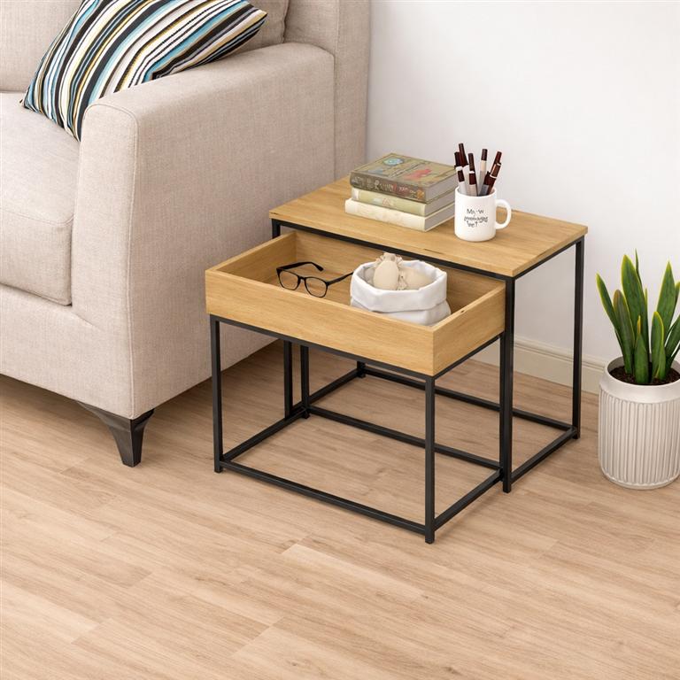 CONJ. 2 MESAS APOIO 60X30X50/55X30X45Cm