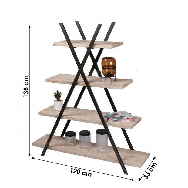 ESTANTE MADEIRA/METAL 120X33X138CM
