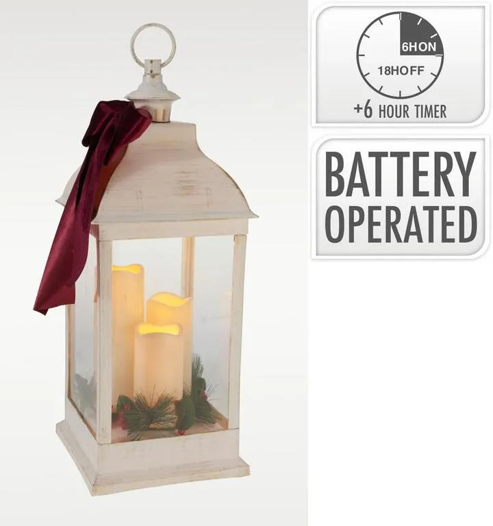 LANTERNA BRANCA C/ LED C/ TIMER 23X60Cm
