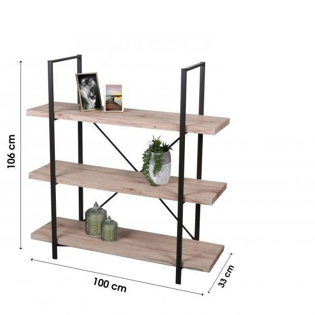 ESTANTE MADEIRA/METAL 100X33X106CM