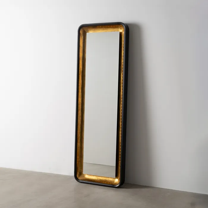 ESPELHO PRETO/DOURADO C/ LED 60X9X180CM