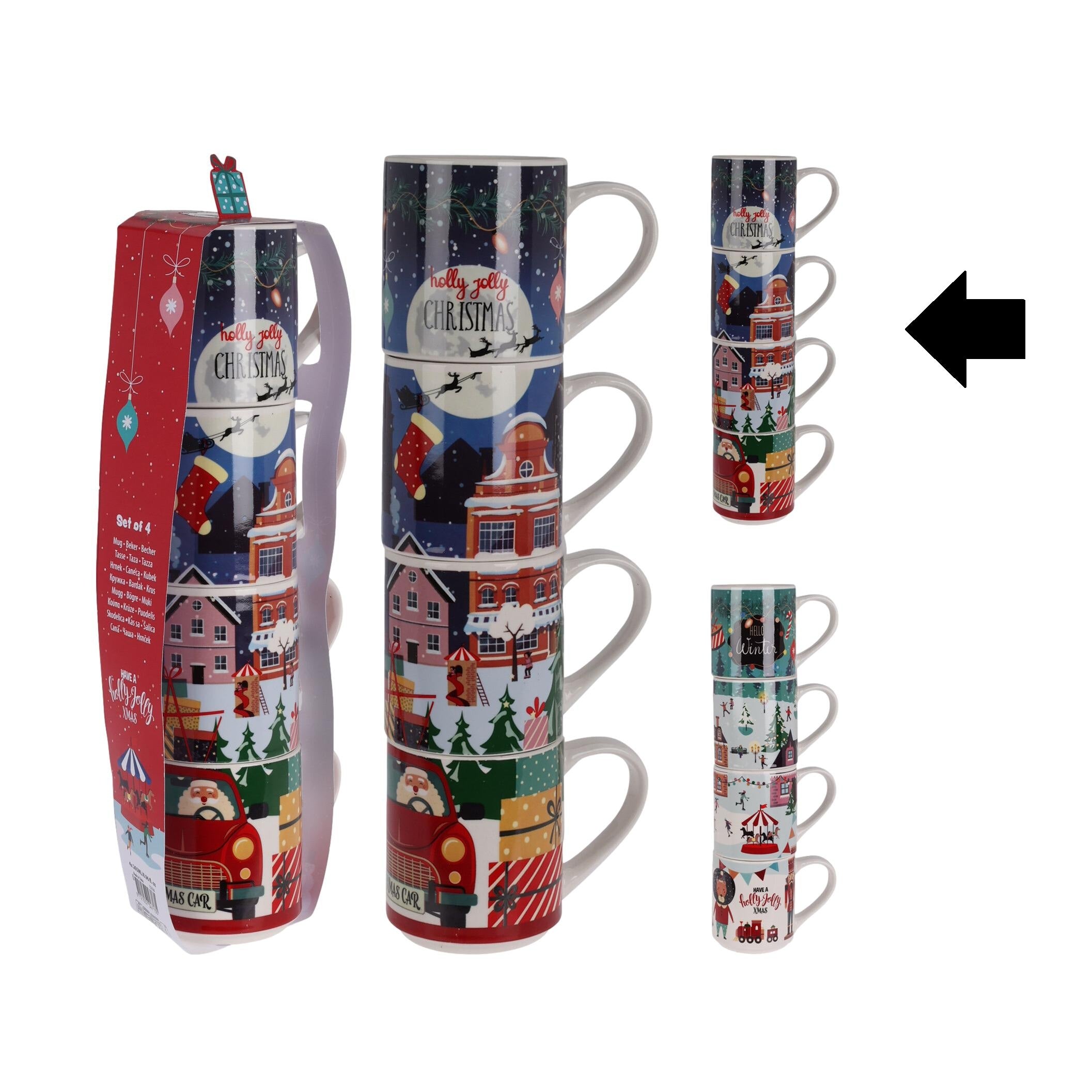 CONJ. 4 CANECAS HOLLY JOLLY CHRISTMAS
