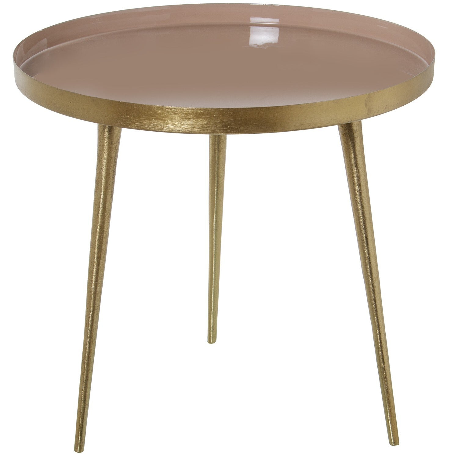 MESA METAL DOURADO/ROSA 46X46CM