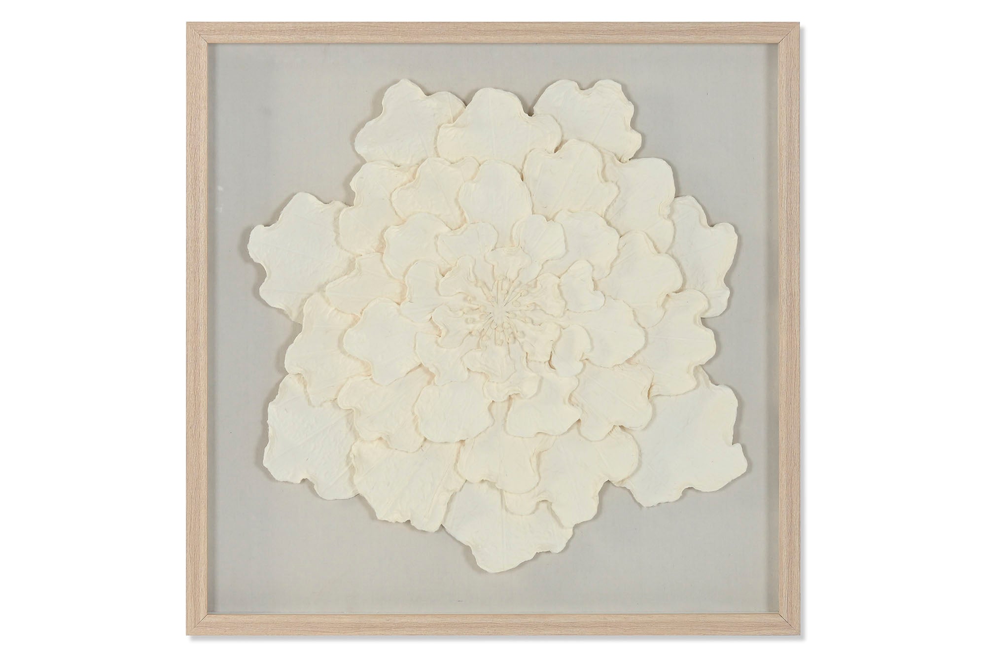 QUADRO FLOR VIDRO/PAPEL MACHÊ 80X80Cm