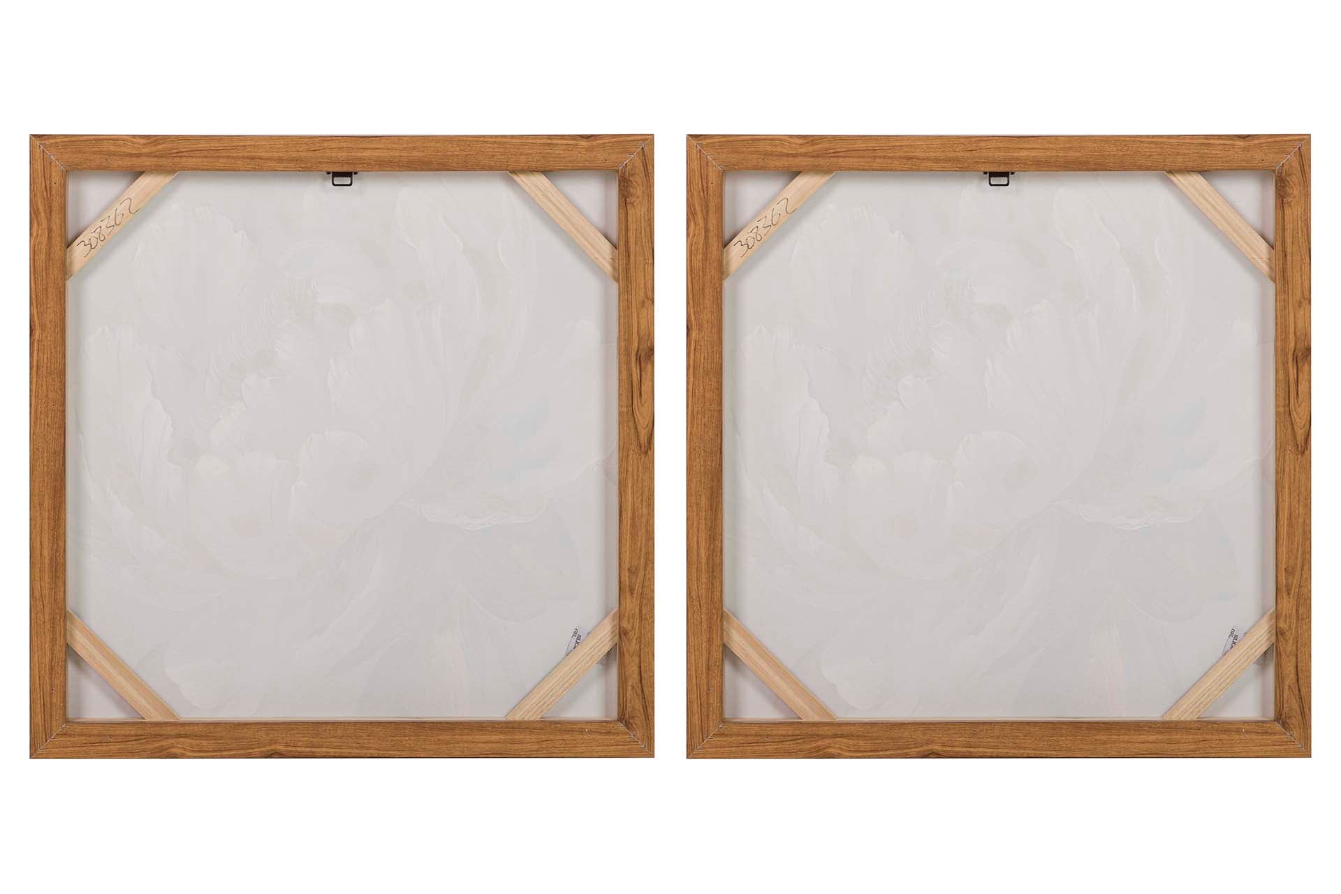 QUADRO FLOR BRANCO/DOURADO 60X60Cm