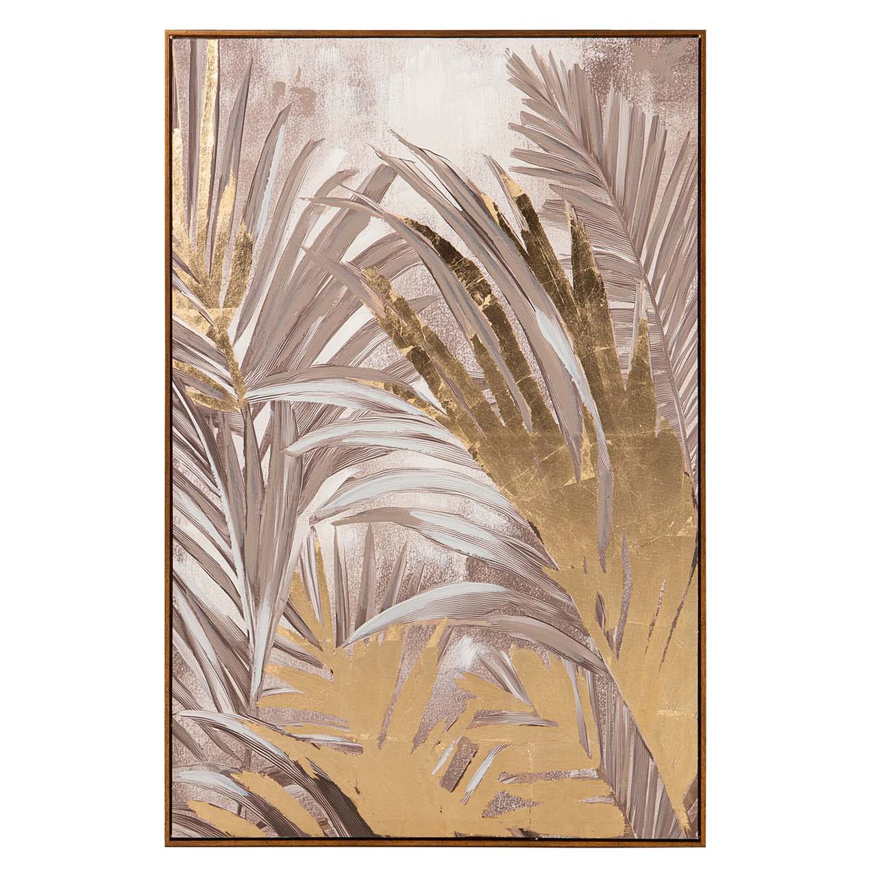 QUADRO FOLHAS DOURADAS 80X120Cm