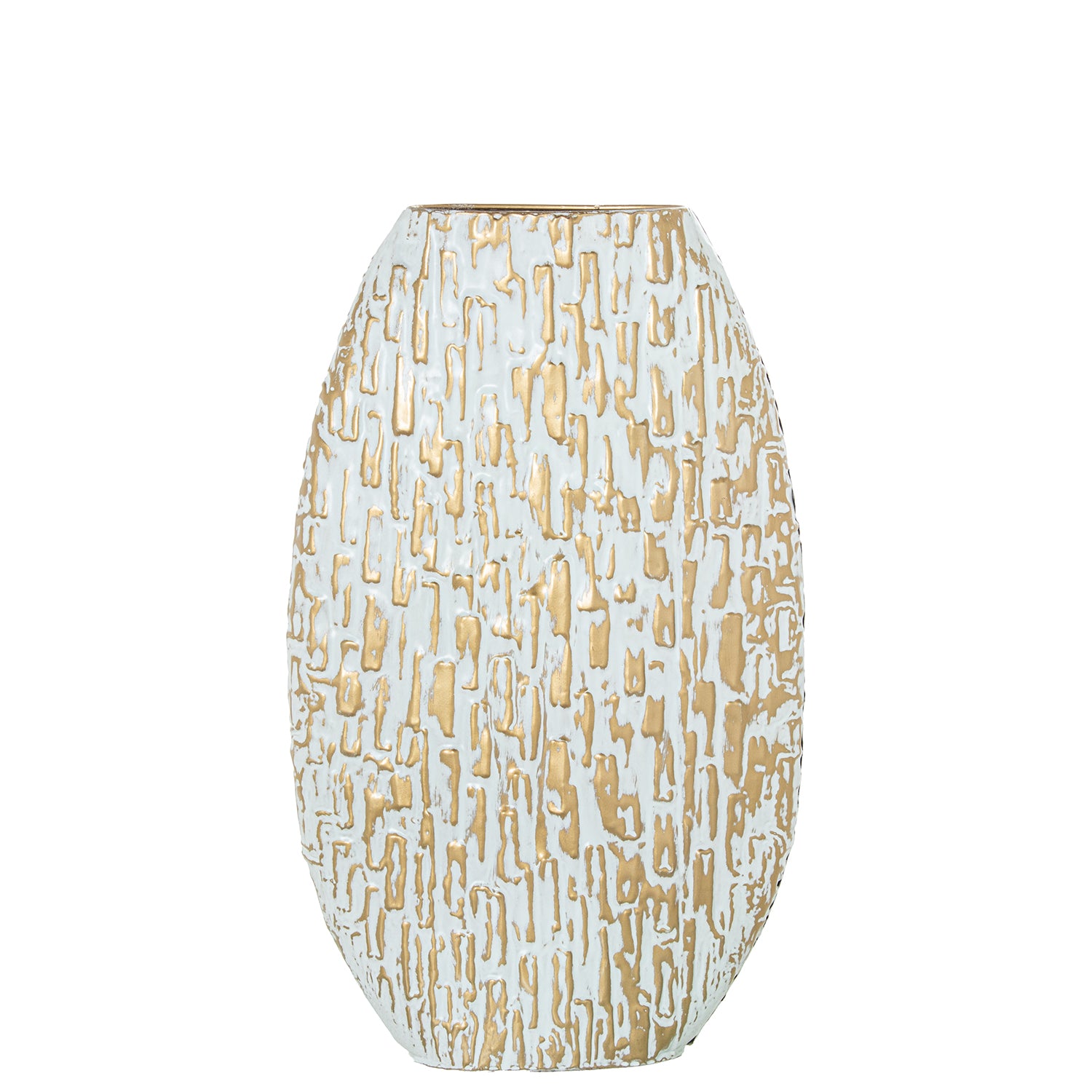 JARRA METAL BRANCA/DOURADA 30X10X50CM