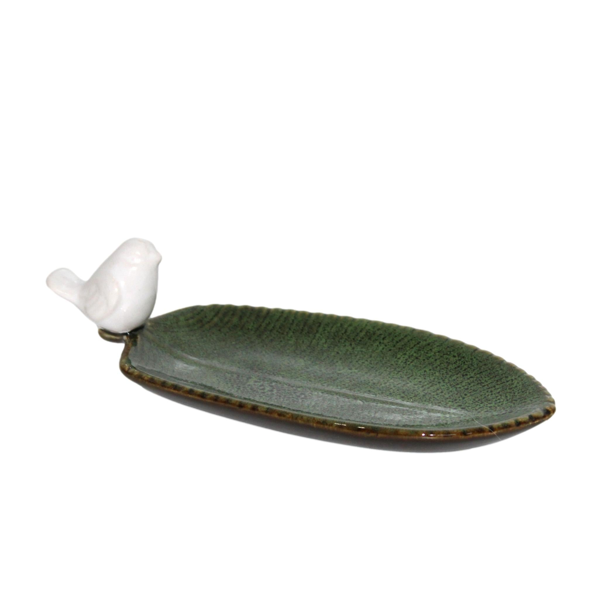 FOLHA VERDE C/ PÁSSARO 18X5CM