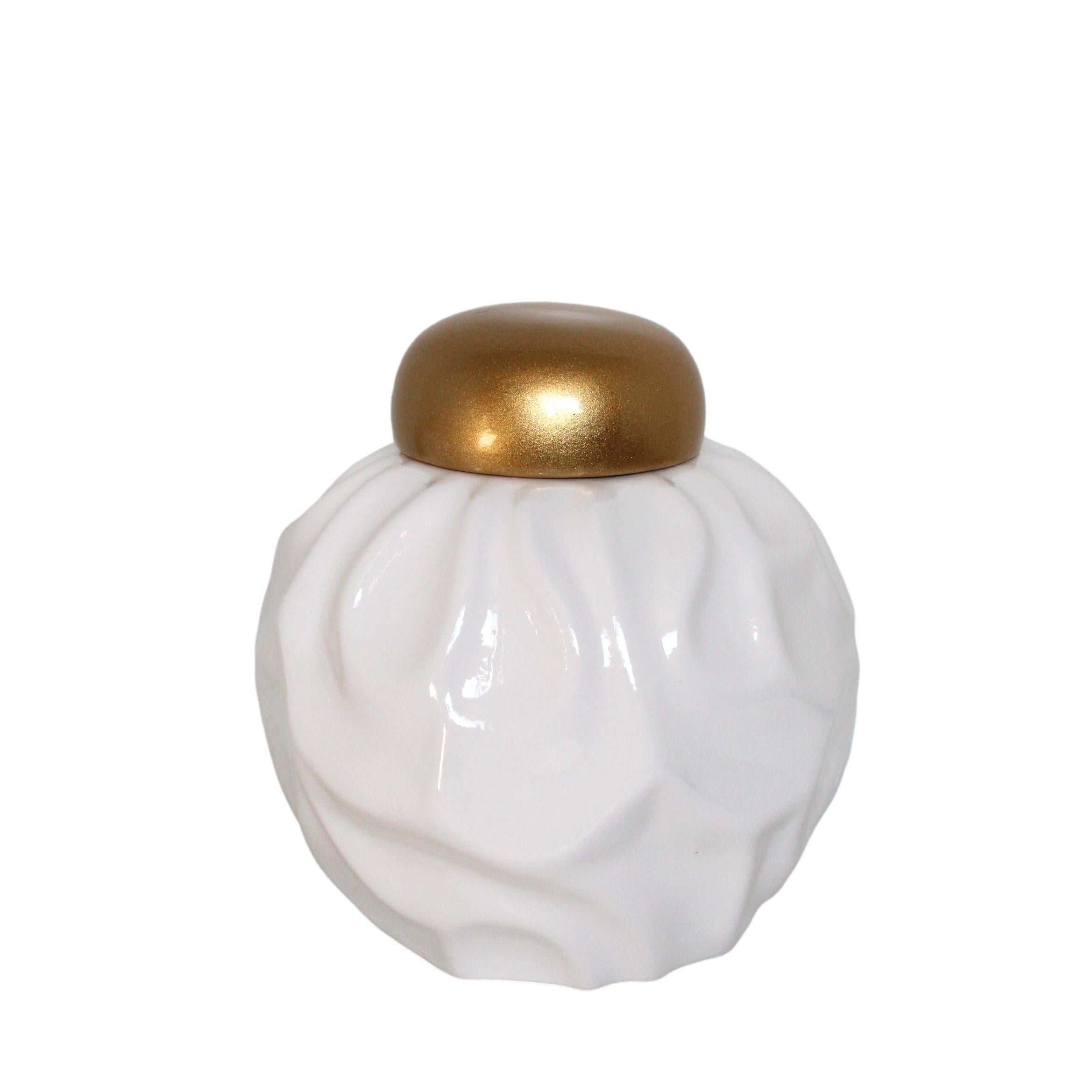 POTE BRANCO/DOURADO 23X24CM