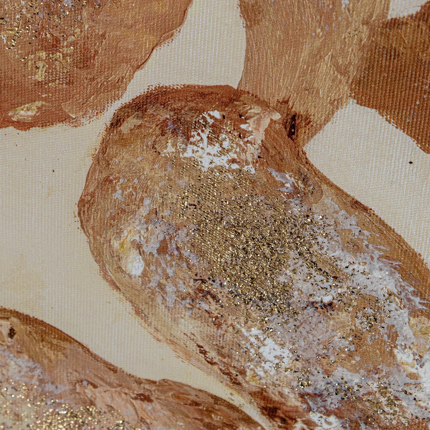 QUADRO FOLHAGEM BEGE/DOURADO 60X90Cm