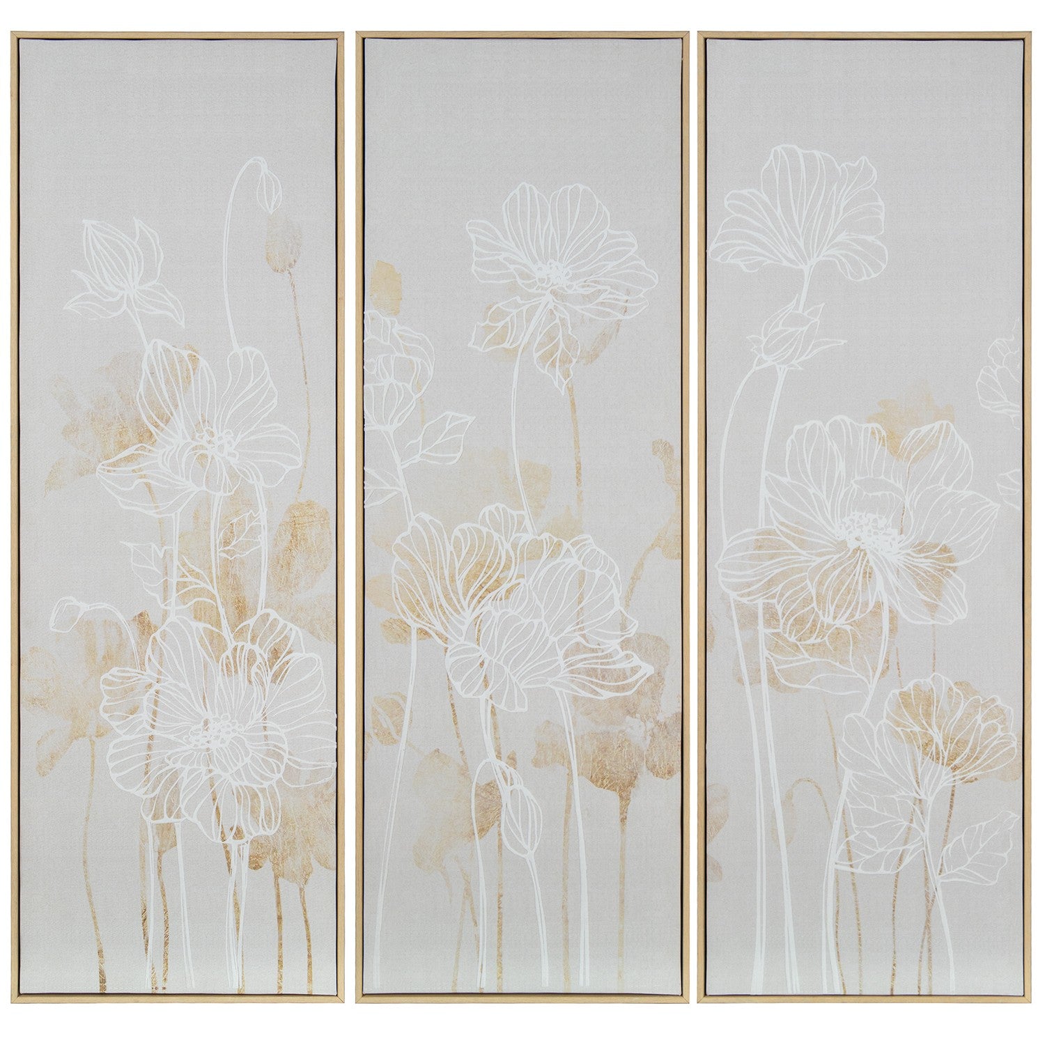 CONJ. 3 QUADROS FLORES (30X90CM x3)