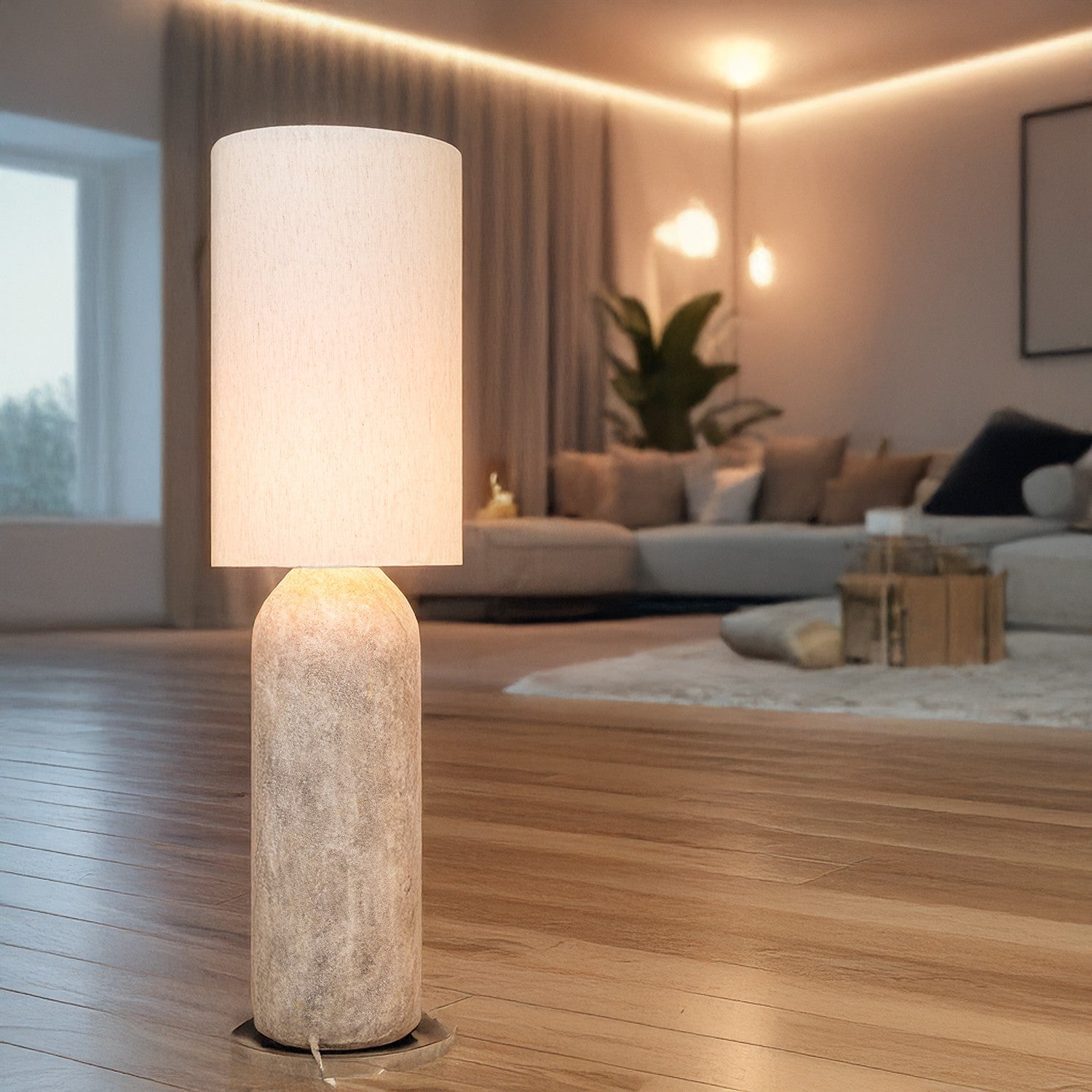 CANDEEIRO CERÂMICA CINZA/PÉROLA 116CM