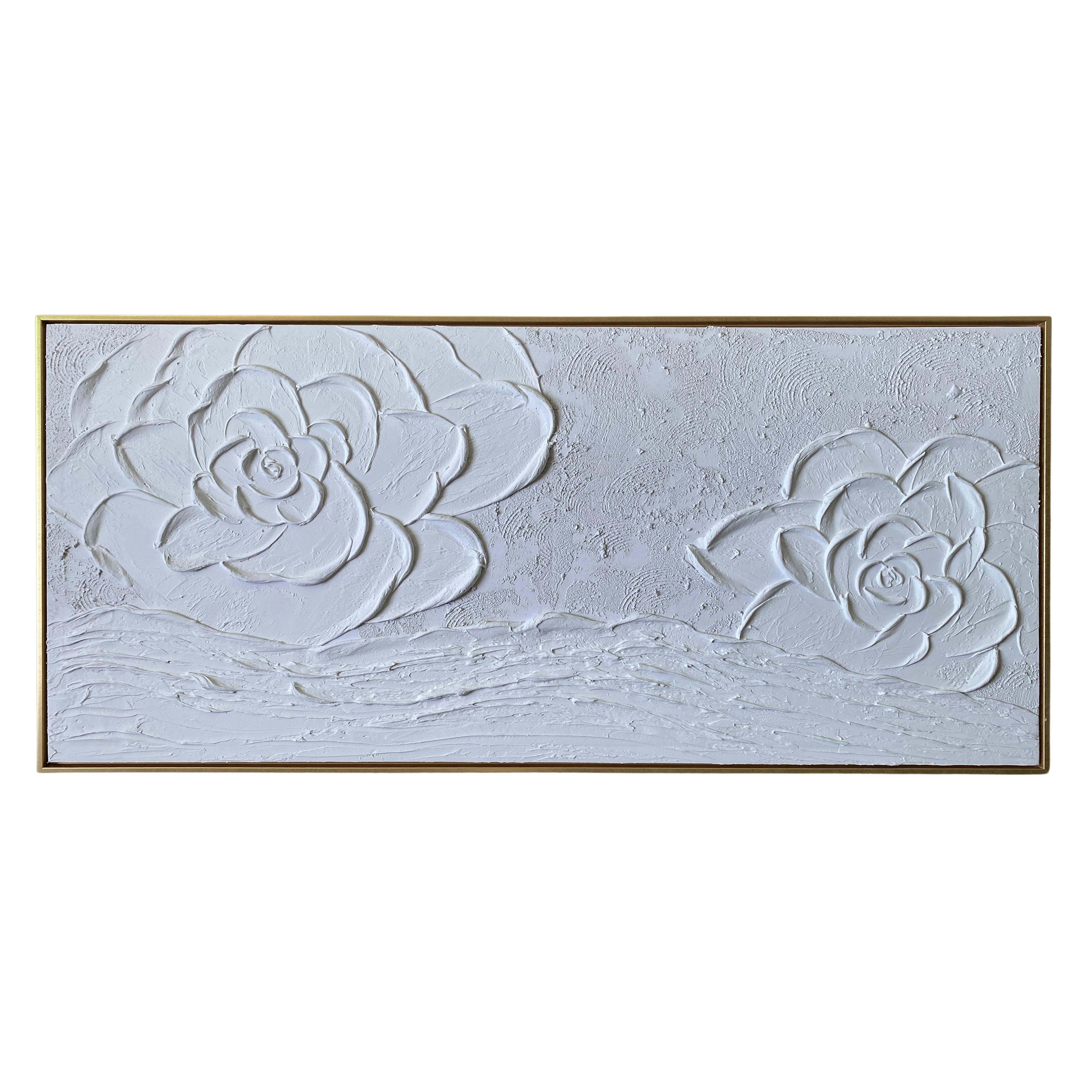 QUADRO FLORES BRANCAS 120X60CM