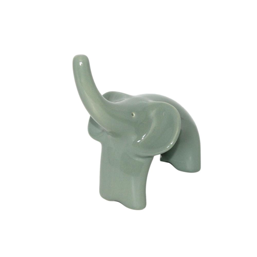 ELEFANTE VERDE ÁGUA 15X10X13 CM