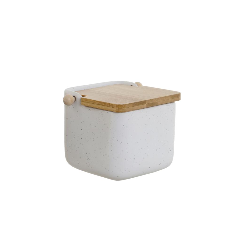 SALEIRO BRANCO/BAMBU 15X12X11CM